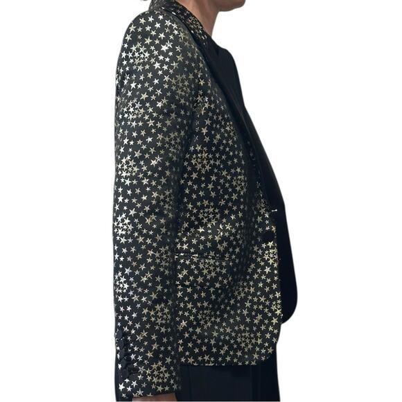 Saint Laurent Iconic Le Smoking Jacket Black w/ Silver Star Woven Jacquard FR 34 - Picture 5 of 15